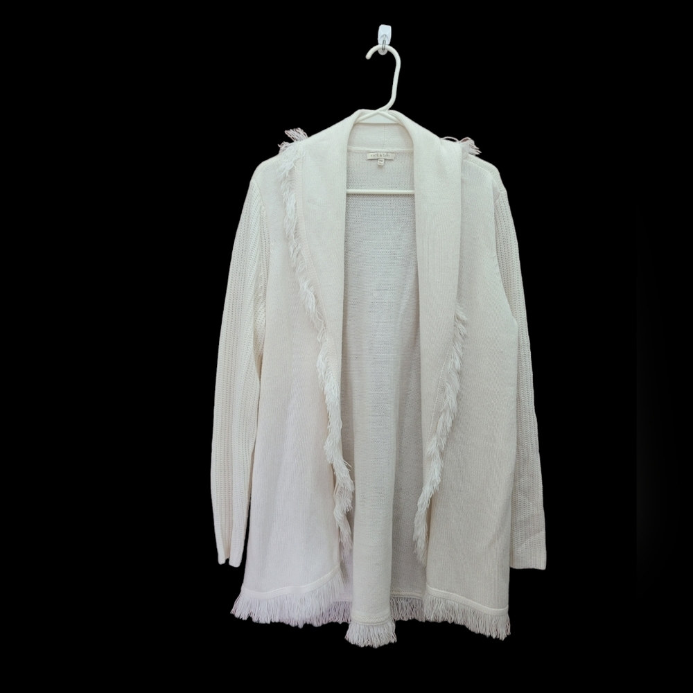 Kate And Sam Open Front Fringe Cream Color Plus Sweater XXL